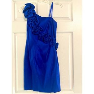 Blue one sleeved dress
